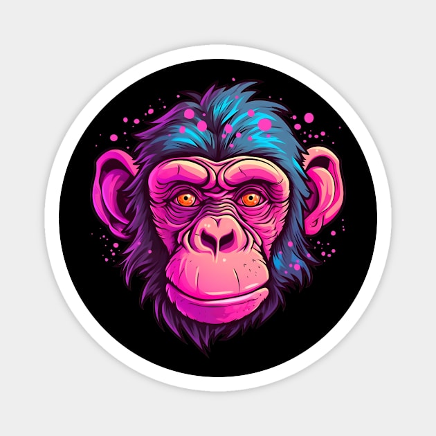 Pink chimpanzee face Magnet by Clearmind Arts